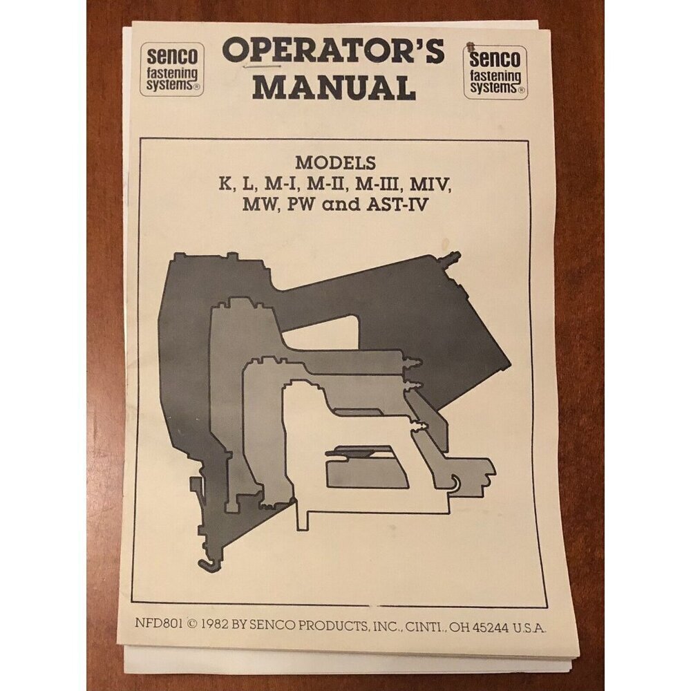1982 SENCO Nail Gun OPERATOR'S MANUAL Models K L M-I M-II M-III MIV MW PW AST-IV - Picture 2 of 6
